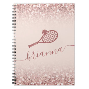 Tennis Personalised Pink Girly Sparkle Notebook