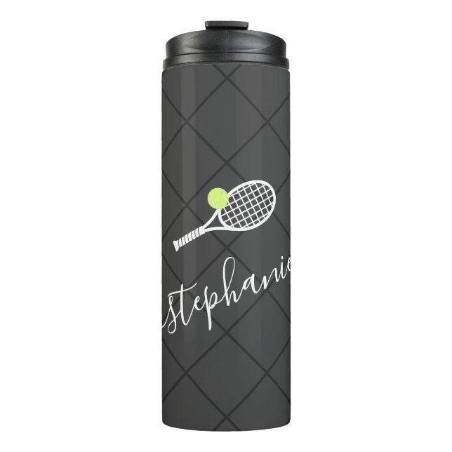 Tennis Personalised Script Name Monogram Thermal Tumbler (Front)