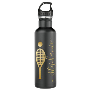 Tennis Personalized Black and Gold 710 Ml Water Bottle