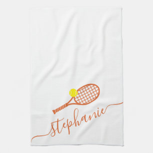 Tennis Personalized Clay Court Script Name Tea Towel