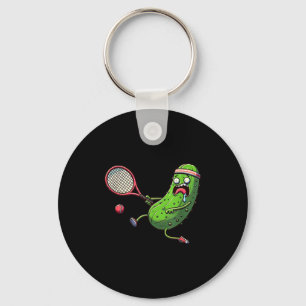 Tennis pickle athlete running with racket and ball key ring
