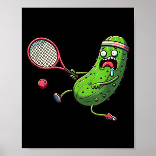 Tennis pickle athlete running with racket and ball poster
