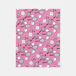 Tennis pink black white fleece blanket
