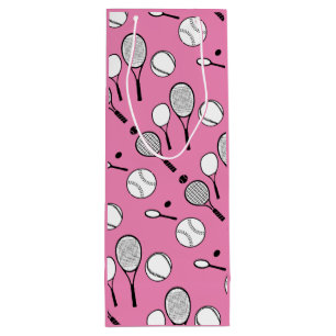 Tennis pink black white girls wine gift bag