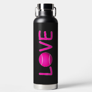 Tennis Pink LOVE Black Water Bottle