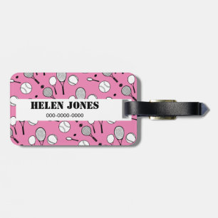 Tennis pink white black luggage tag
