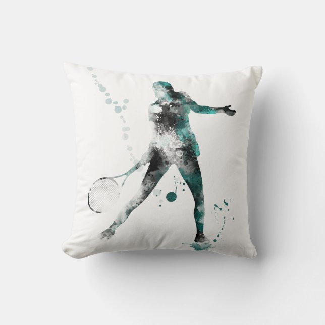 TENNIS PLAYER 3 - Throw Pillow (Front)