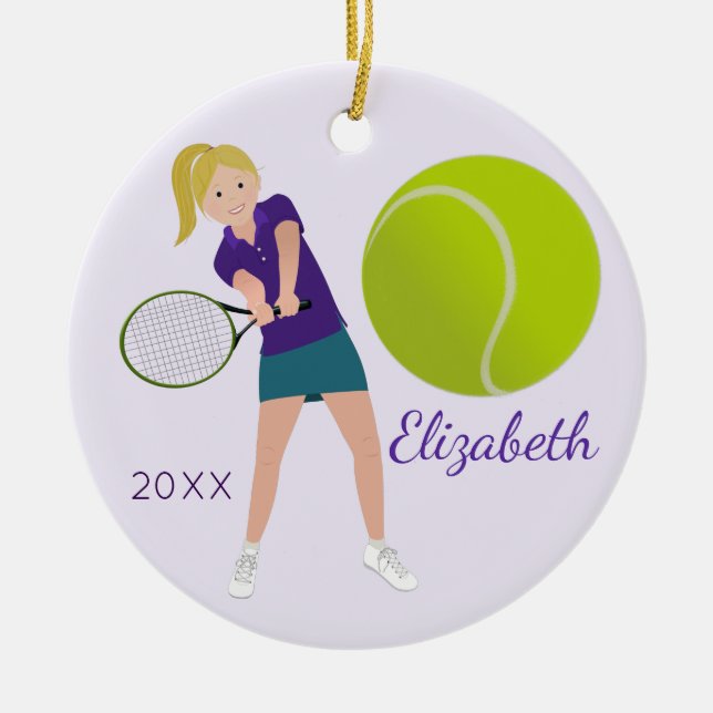 Tennis Player Blonde Keepsake Ornament (Front)
