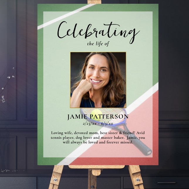 Tennis Player, Celebration of Life Photo Funeral Poster (Creator Uploaded)