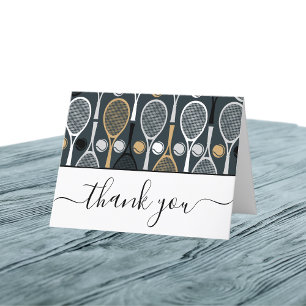 Tennis Player Coach Gratitude Elegant Calligraphy  Thank You Card