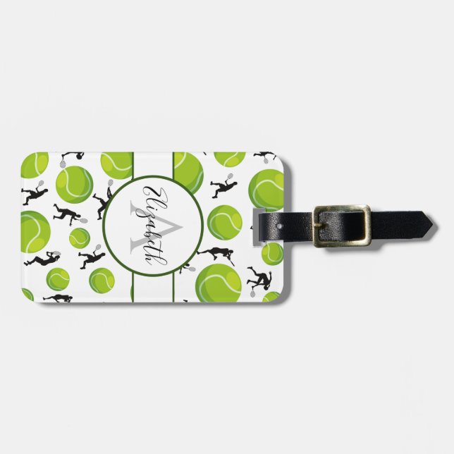 Tennis Player Coach Silhouette Name Personalised   Luggage Tag (Front Horizontal)
