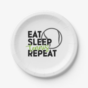 Tennis Player   Eat Sleep Tennis Repeat Paper Plate