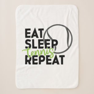 Tennis Player   Eat Sleep Tennis Repeat Sherpa Blanket