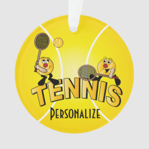 Tennis Player Fun Cartoon Ornament
