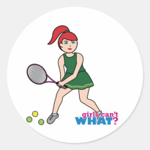 Tennis Player Girl - Light/Red Classic Round Sticker