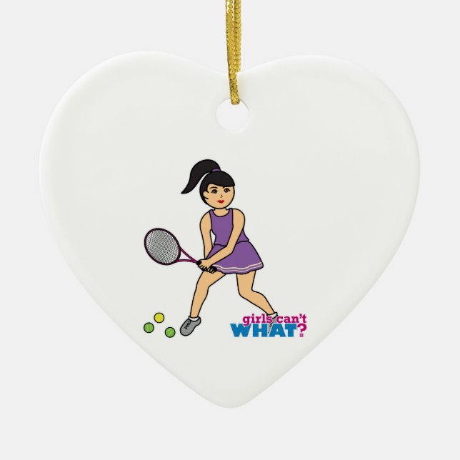 Tennis Player Girl - Medium Ceramic Tree Decoration (Front)