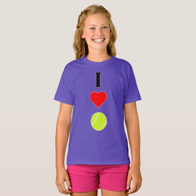 Tennis Player I Love (Heart) Tennis Vertical Sport T-Shirt (Front Full)