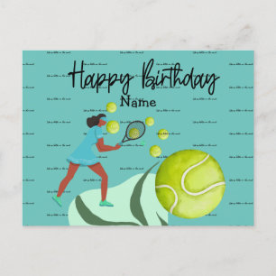 Tennis Player is playing Happy Birthday Postcard
