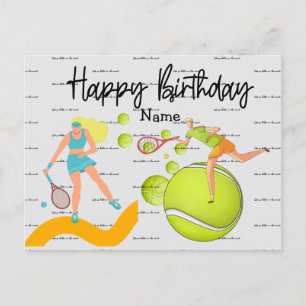 Tennis Player is playing Happy Birthday Postcard