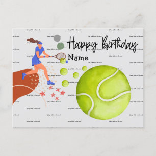 Tennis Player is playing Happy Birthday Postcard
