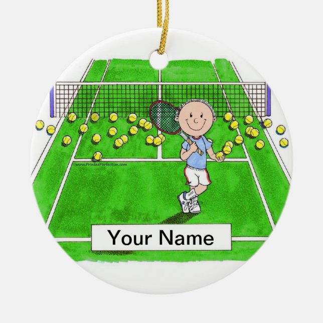 Tennis Player, Male Ceramic Tree Decoration (Front)