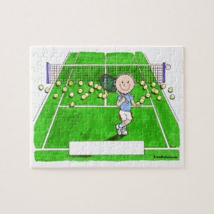 Tennis Player, Male - Personalised Cartoon Jigsaw Puzzle