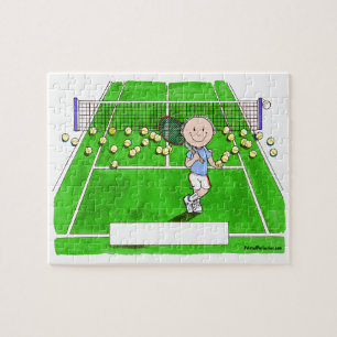 Tennis Player, Male - Personalised Cartoon Jigsaw Puzzle