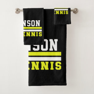 Tennis Player NAME Ball Game Court Personalised Bath Towel Set