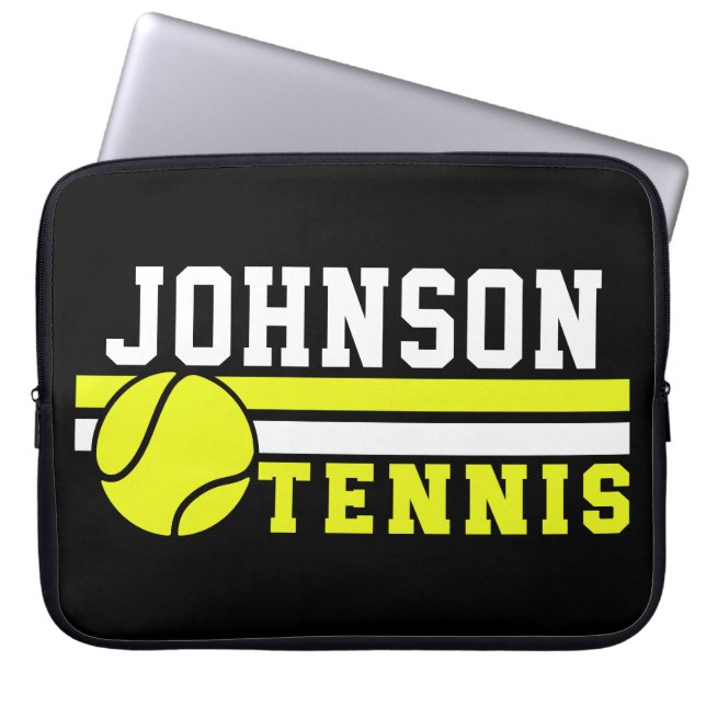 Tennis Player NAME Ball Game Court Personalised Laptop Sleeve (Front)