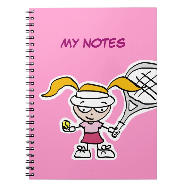 Tennis player notebook with ersonalizable cover (Front)