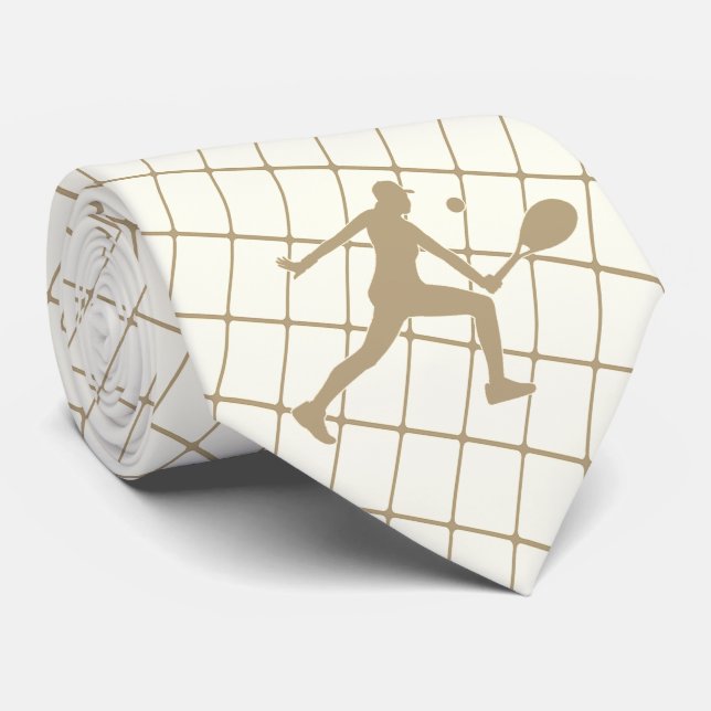 Tennis Player onTan Check Necktie (Rolled)