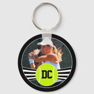 Tennis Player Photo and Initials Custom Key Chains