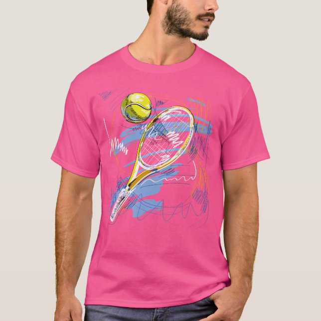 Tennis 	 Player Racket Ball Pencil Art Cool Sports T-Shirt (Front)