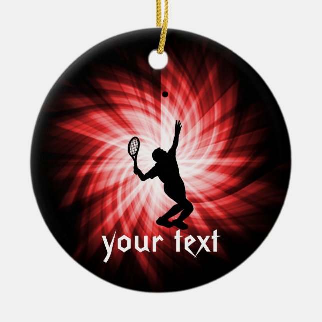 Tennis Player; Red Ceramic Tree Decoration (Front)