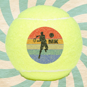 Tennis Player Retro Big Bold Monogrammed Tennis Balls