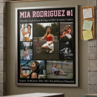 Tennis Player Senior Graduation Photo Collage Poster