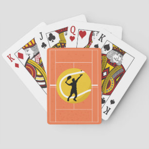 Tennis Player Serving on Clay Court Sport Style Playing Cards