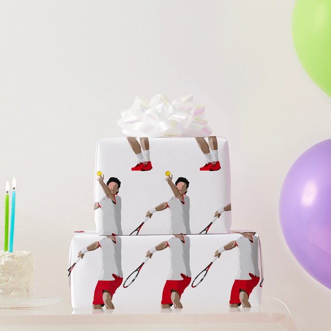 Tennis Player Serving Wrapping Paper (Creator Uploaded)