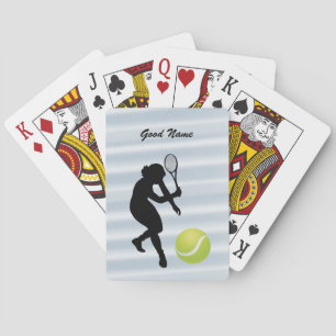 Tennis Player Silhouette and Ball personalise Playing Cards