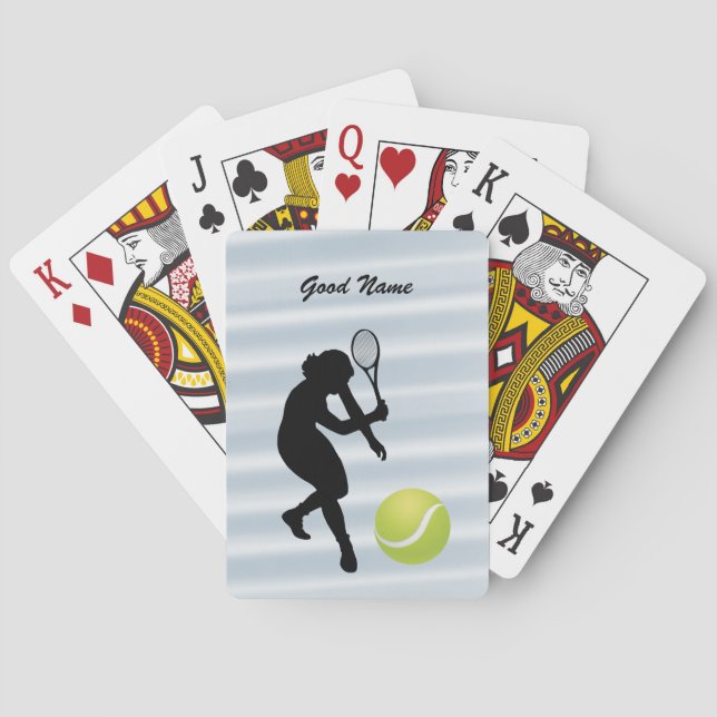 Tennis Player Silhouette and Ball personalise Playing Cards (Back)