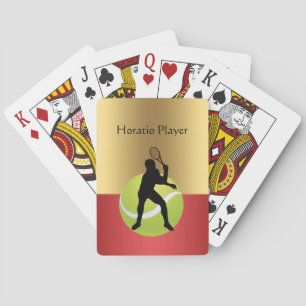 Tennis Player Silhouette and Ball Personalize Playing Cards
