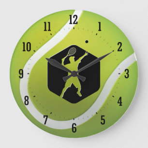 Tennis Player Time Sport Cool Gifts Large Clock