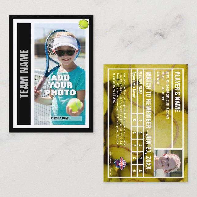 Tennis Player Trading Card - Black (Front/Back)