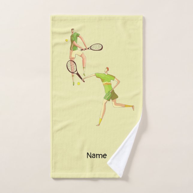 Tennis Players are playing tennis with ball racket Hand Towel (Hand Towel)