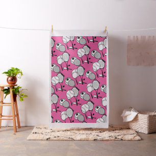 Tennis players girls pink rackets fabric