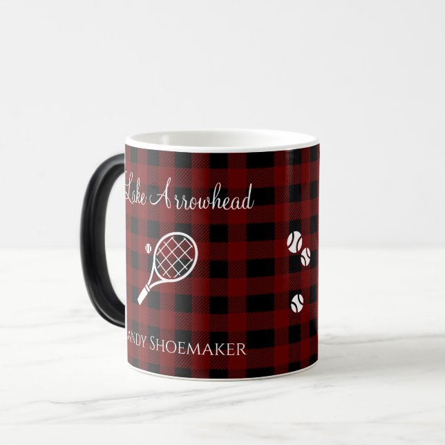 Tennis players Red Black Plaid lake name ball  Magic Mug (Front Left)
