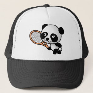 Tennis Playing Panda Trucker Hat