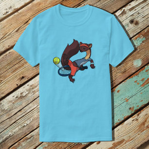 Tennis Playing Pine Marten Trick Shot Cartoon T-Shirt