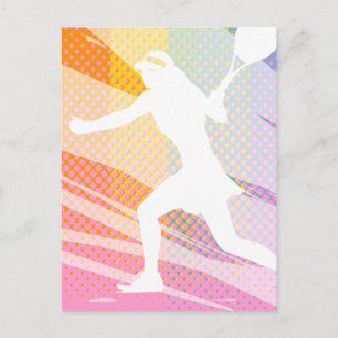 Tennis postcard with female tennis player print