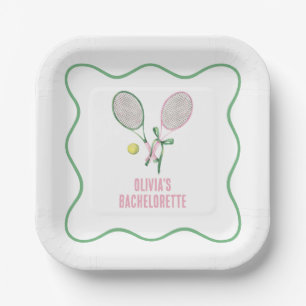 Tennis preppy bachelorette paper plates